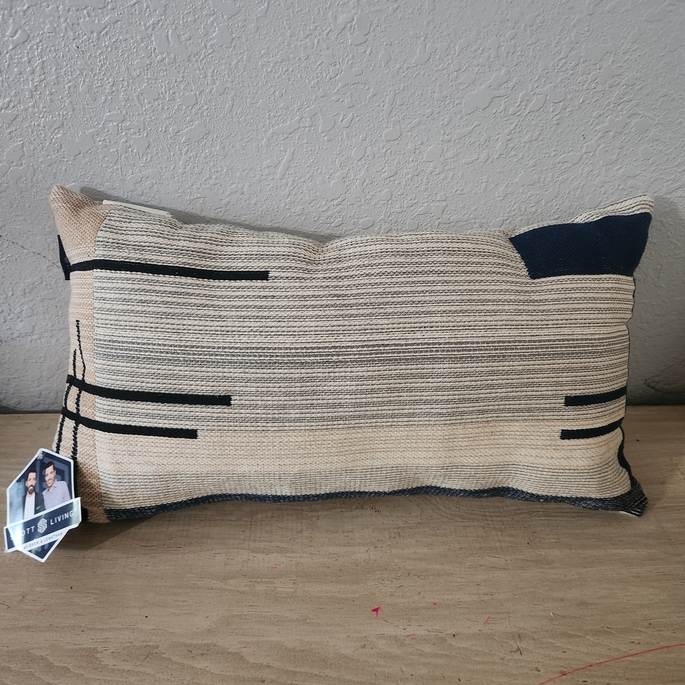 Striped Beige and Black Throw Pillow Scott Living By Drew & Jonathan